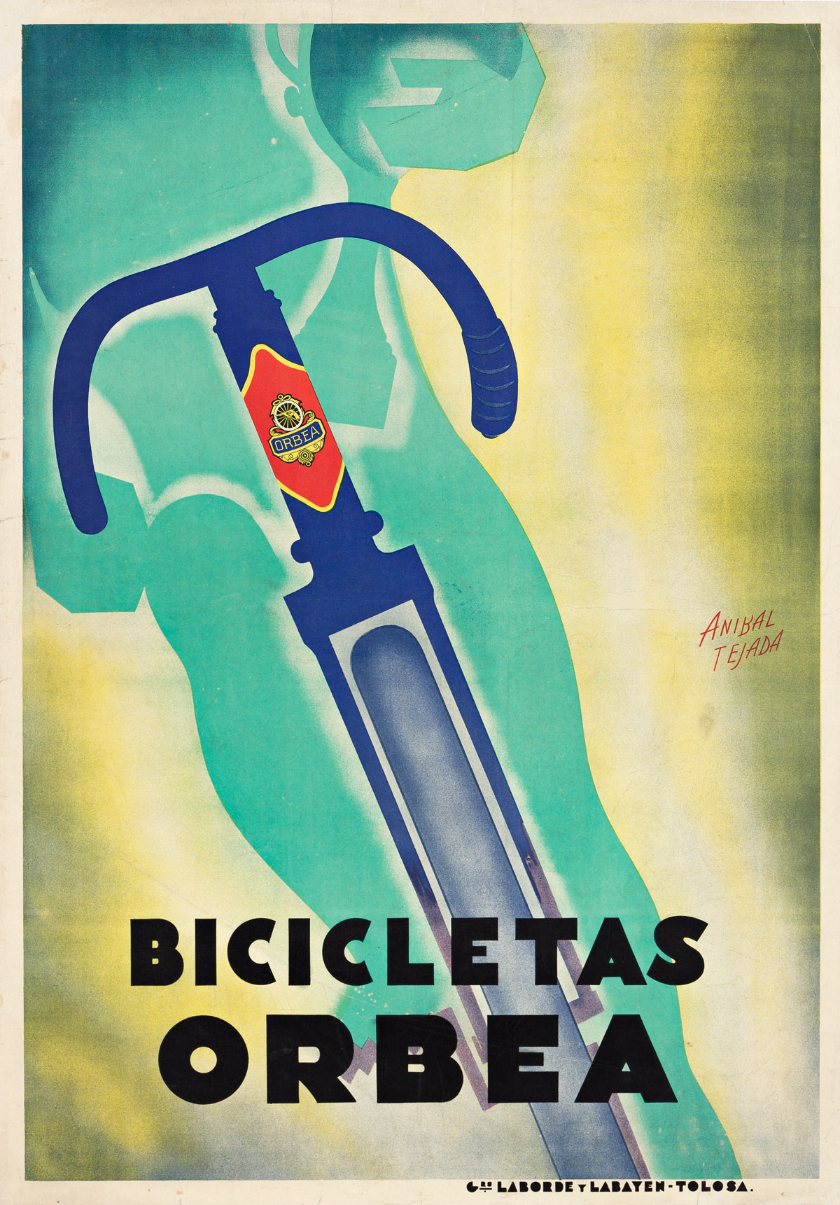 ANIBAL TEJADA (1897-?).  BICICLETAS ORBEA. 1933. 39¼x27½ inches, 99½x69¾ cm. Laborde y Labayan, Tolosa.